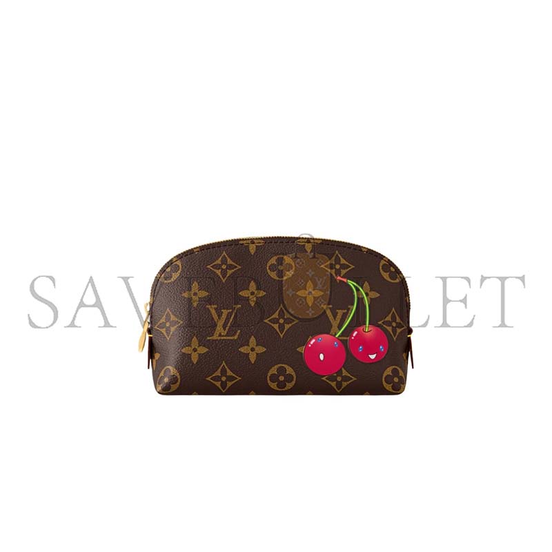 l0vis Vvtt0n murakami x takashi murakami cherry cosmetic pouch brown monogram gold hardware m13766 (17*12*6cm)